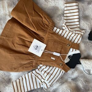 Petit Lem Brown and White Striped Kids Dress